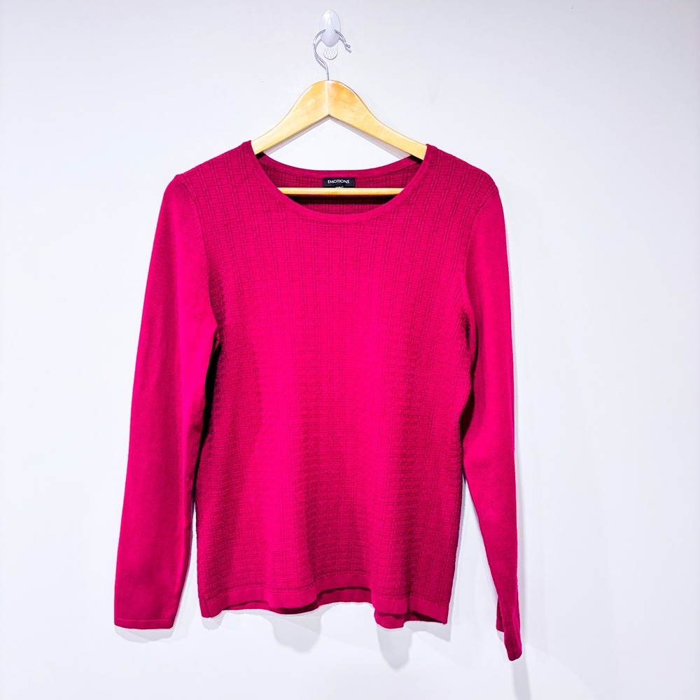 EMOTIONS Pink textured knit sweater‎ | Minimalist cozy | Medium